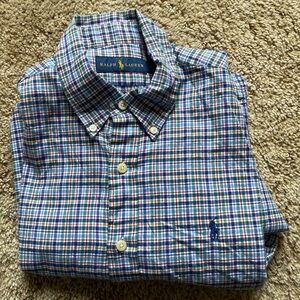 Polo Ralph Lauren Men’s Size Large Classic Fit Plaid Oxford Shirt Cotton Office